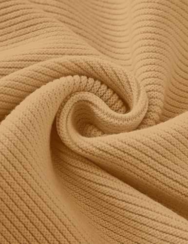 Zesica Women'S 2024 Crew Neck Long Lantern Sleeve Casual Loose Ribbed Knit Solid Soft Pullover Sweater Tops,Camel,Medium thumb #5