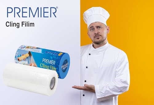 Image of Premier Cling Film - 2.3 Kg, (450 Meter 30 Cm) Food Grade PVC, Multipurpose Food Wrapping Paper, Transparent and Glossy Finish, Non-Toxic (Pack of 1)