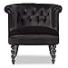 Baxton Studio Wholesale Interiors Flax Victorian Style Velvet Fabric Upholstered Vanity Accent Chair, Large, Black