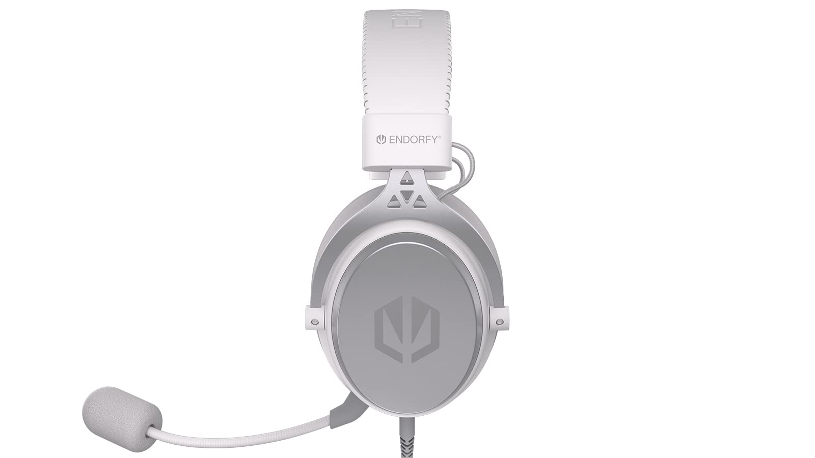 ENDORFY VIRO Plus USB Onyx White, Cuffie Over Ear, Coppia aggiuntiva di Cuscinetti in Tessuto, Microfono Staccabile, Cavo Staccabile, Scheda Audio USB 7.1, EY1A005