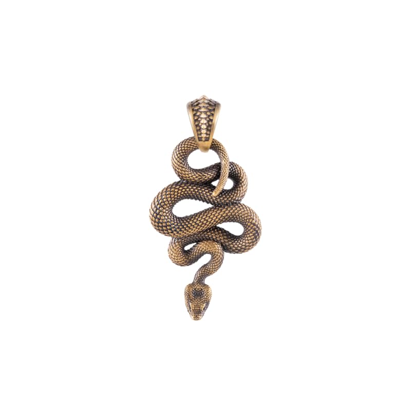 COPPERTIST.WU Snake Pendant Necklace 925 Sterling Silver Viper Handmade Jewelry Gift Goth Animal for Men Women