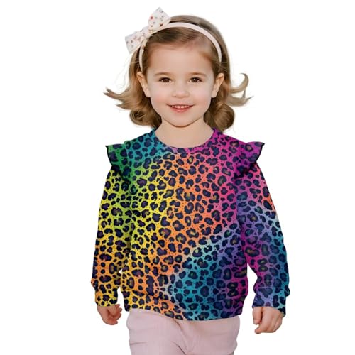 Sweatshirt for Girls 1-8 Ruffle Long Sleeve Sweaters Novelty Graphic Shirt Crewneck Pullover Top Outfits