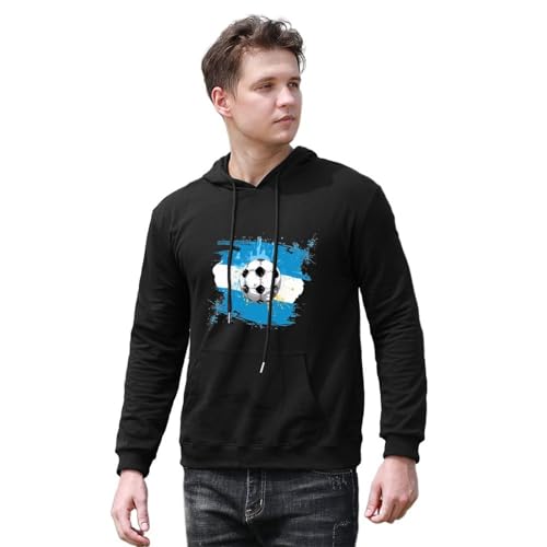 Soccer Argentina Flag Unisex Casual Hoodies Long Sleeve Lightweight Pullover Tops Loose Sweatshirt with Pocket4
