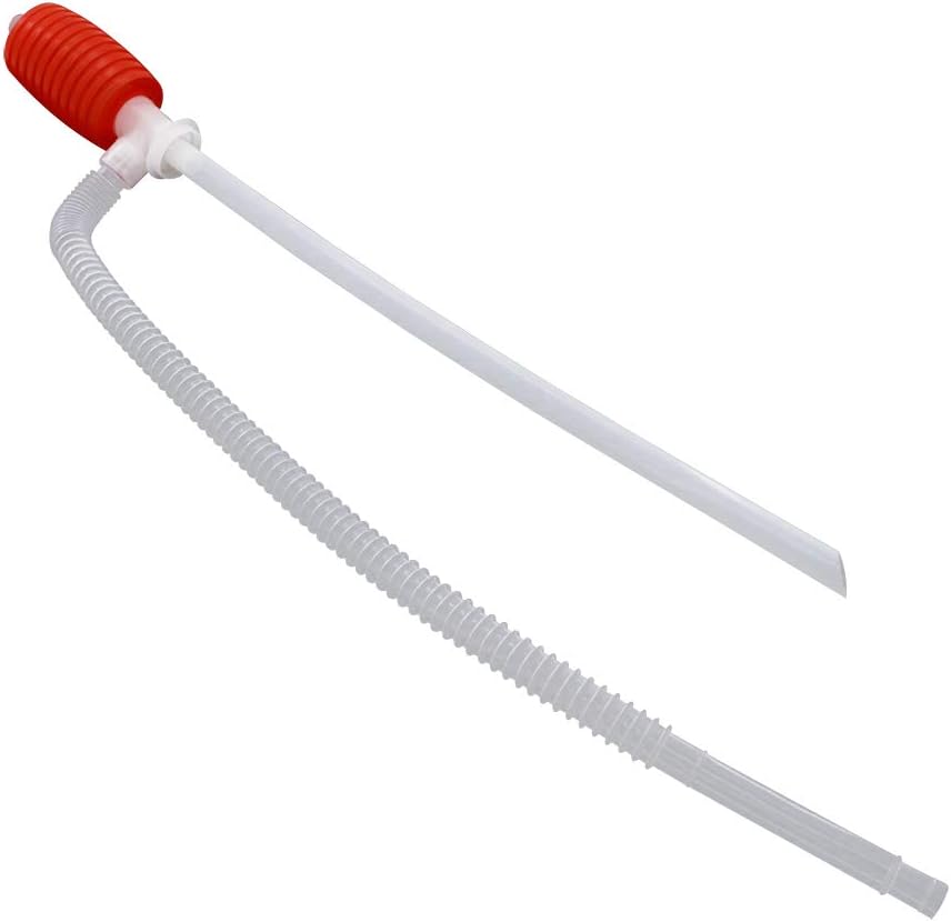 Othmro 2Pcs Lightweight Liquid/Fuel Transfer Siphon Pump Plastic Manual Oil Pumps Hand Fuel Pumps Liquid Fuel Transfer Siphon Hand Pumps for Lawn Mowers Gas Oil Air Water Red Black
