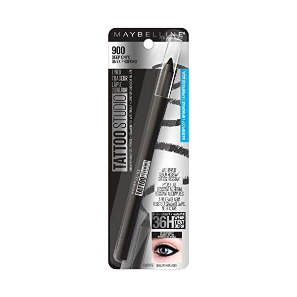 Maybelline-New-York-Tattoostudio-Waterproof-Long-Wearing-Eyeliner-Pencil-Makeup-Deep-Onyx-004-Ounce Maybelline TattooStudio Long-Lasting Sharpenable Eyeliner Pencil, Glide on Smooth Gel Pigments with 36 Hour Wear, Waterproof, Deep Onyx, 1 Count