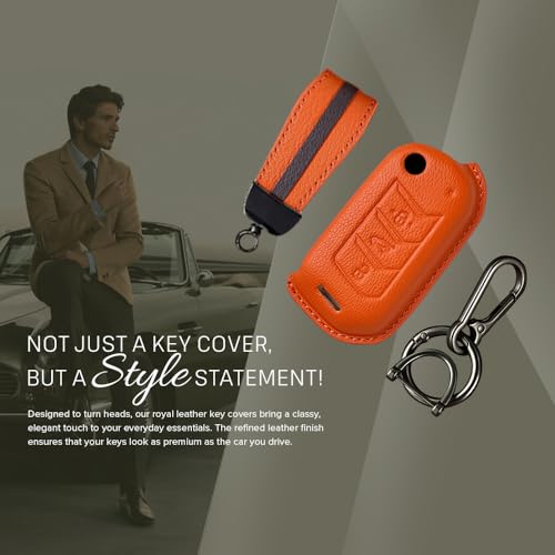 Image of keyzone royal leather key cover for Mahindra Thar Roxx, Thar, Bolero, Scorpio, XUV700, XUV400, XUV3x0, XUV300, TUV300, Marazzo
