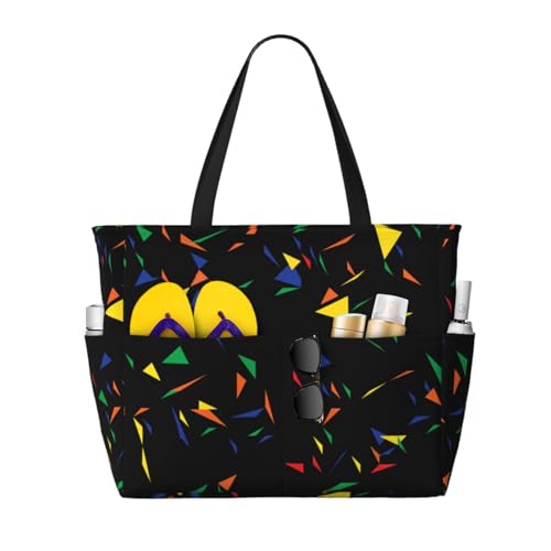 Grand sac de plage triangles pour femme spacieux et pratique