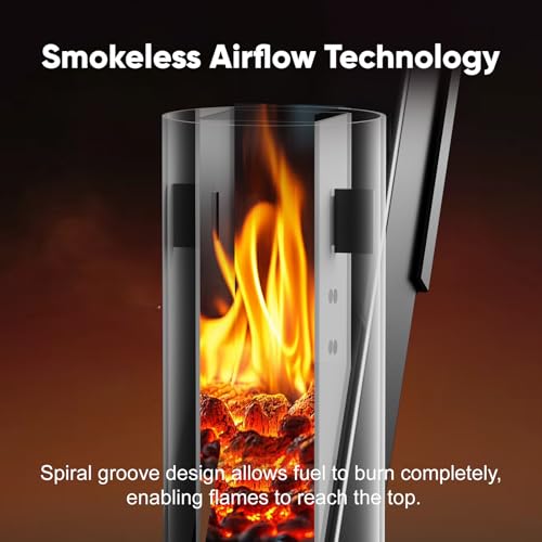 Image of Rayzi New Rocket Stove 58 Inch, Smokeless Wood Pellet Patio Heater, Wood Pellet Fire Pits for Outside, Portable Pellet Heater for Patio /Garden /Backyard /Outside Restaurant /Bonfire Party /Beach