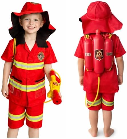 Fantasia de Bombeiro Infantil com Chapéu e Arminha de Água Conjun...