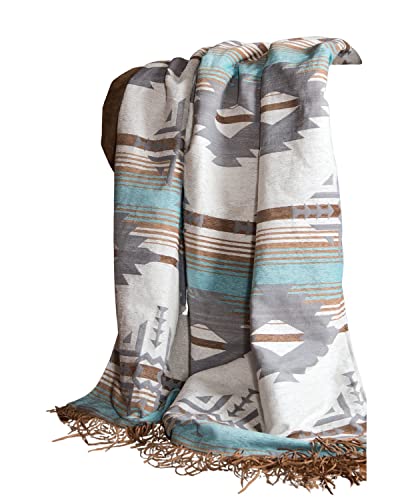 Carstens, Inc JB6807 Lined Throw Collection Chenille Blanket w/Faux Shearling Back, Badlands