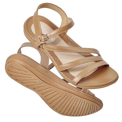 Image of Flat Sandals for Women Dressy - Comfortable Summer Strappy Sandal
