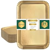Plateau de Service en Carton Épais Doré 42 × 28 cm – Lot de 25 Plateaux Traiteur Jetables ...