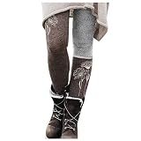 Healter Damen Leggings mit Weihnachtlichem Rentier Motiv Elastisch Leggings Modische Leggings für Damen Weihnachtsmann Printed Freizeithosen Strumpfhose Mit High Waist Skinny Strumpfleggings