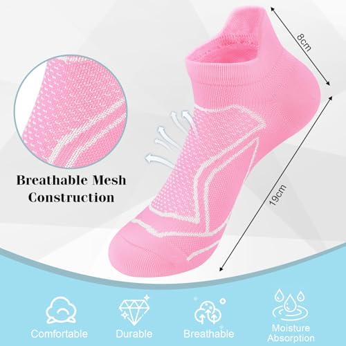 Womens Athletic Running Ankle Socks 6 Pairs - Comfortable Crew and Cushioned Low Cut Socks3