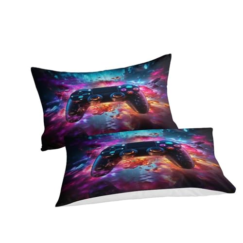 Housse de couette manette de jeu 220x240 parure lit 3 pièces imprimé 3D vortex adulte - 5