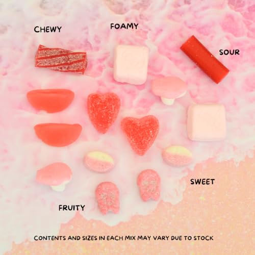 Pink Candy, 1 lb, Original Bubs Swedish Candy straight from Sweden, including Ovals and Skalle, sweet and sour mix
