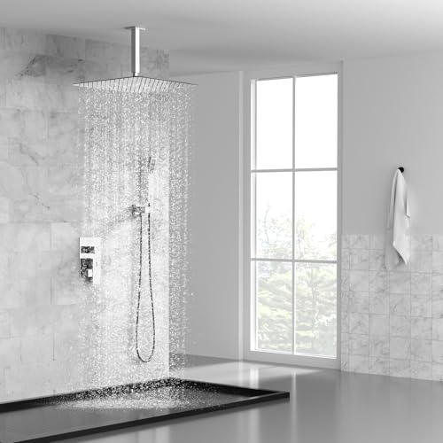 Image of SR SUN RISE 16 Inch Ceiling Mount Rain Shower System,Polished Chrome