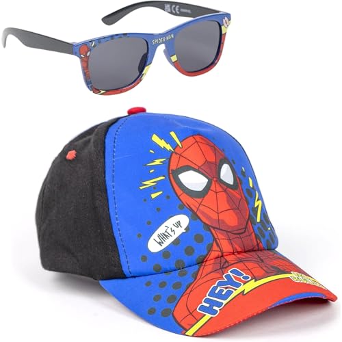 Gorra y Gafas de Sol Marvel Set Infantil Original para Niñ@s Unisex - Gorra y Gafas Avengers Accesorios Verano Gafas Protección UV y Gorra Ajustable
