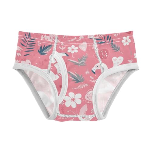 KLL Pink and White Color Flamingo Illustration Toddler Boy Pure Cotton Nighttime Underwear Cute Children Panties