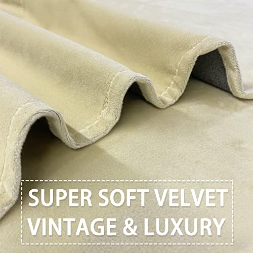 Luvyohmee Velvet Tie Up Valance Curtains，Beige Window Valances For Living Room，18 Inch Length Rod Pocket Valance For Windows/Curtains/Bedroom/Dining Room/Cafe/Office/Studio #TOP4