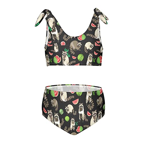 Image of Horse Pattern On Blue Girls Bikini Sets 2 Piece Swimsuits Bathing Suit Swimwear