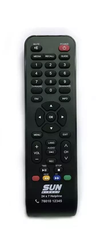 Sun Direct Set Top Box Remote Sd+Hd for TV(Universal), Black