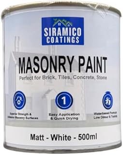 Masonry Paint | Smooth White | 500 ml |10 Year protection of Masonry surfaces | Washable Paint (White, 500 ml)