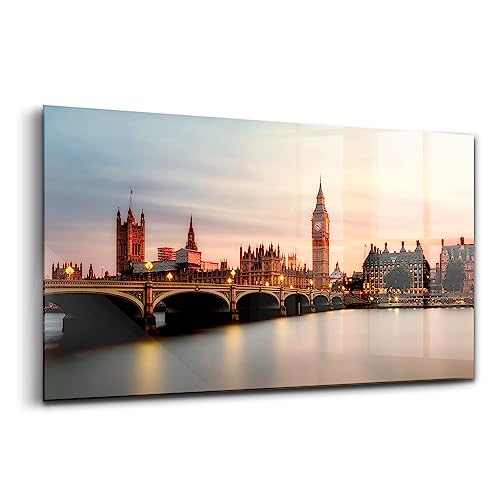 Peinture décoration murale Wallfluent en verre durable 120x60cm avec panorama de Londres