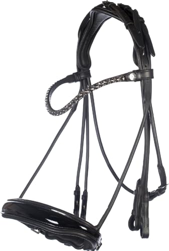 HKM Kate Bride Noir Poney : bridon de dressage en cuir pour poney de sport