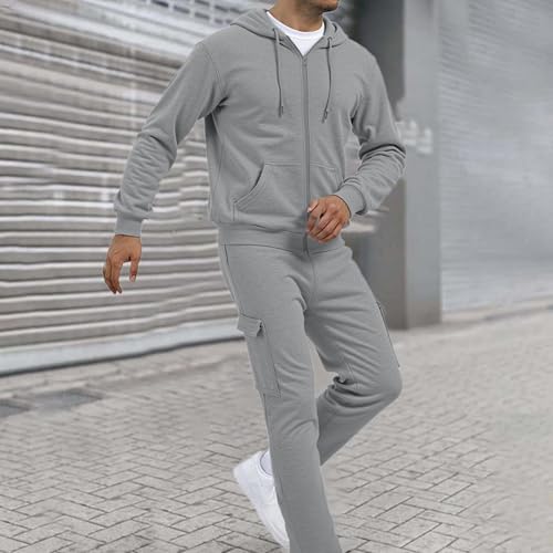 Men Sweatsuits Sets Solid Color Sweat Suits 2 Piece Set Sweatsuit Zip/Pullover Hoodie Sweatpants Set Jogging Track Suits2