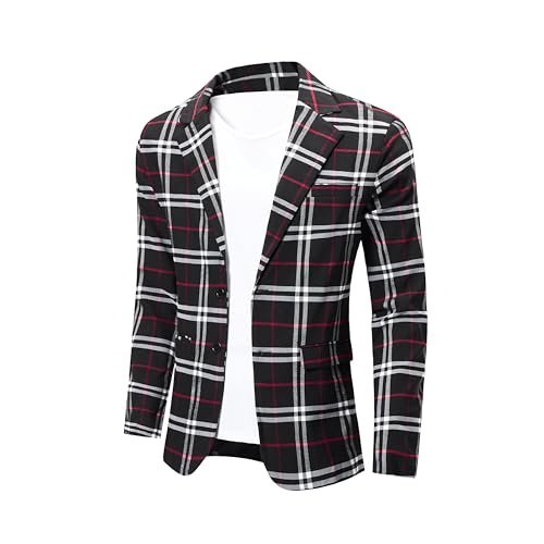 NOVOCCT Men's Plaid Slim Fit Blazer Jacket, Lightweight 2-Button Casual Sport Coat, Formal & Everyday Blazer for Men