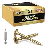 #8 x 1-1/4” Deck Screws, 100Pcs Star Drive Wood Screws, Rust Resistant Timber Screws for Timber/Log/Landscaping Wood, T20 Star Bit Included, Gold