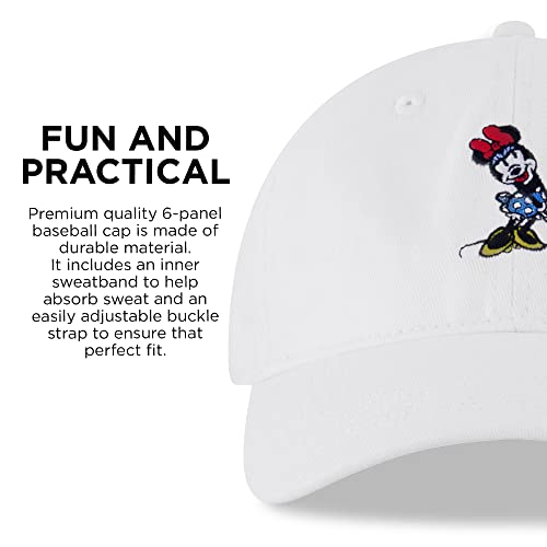 Disney Women's Baseball Cap, Minnie Mouse Adjustable Hat For Adult, White, One Size #TOP5