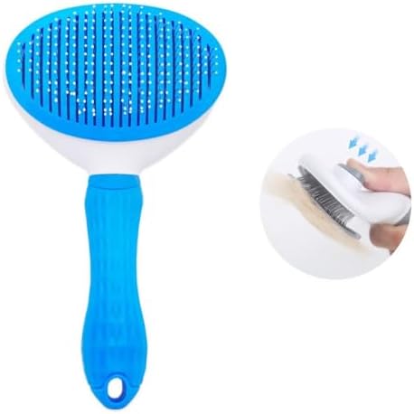 Escova Rasqueadeira Tira Pelos Pet Cães e Gatos (Azul)