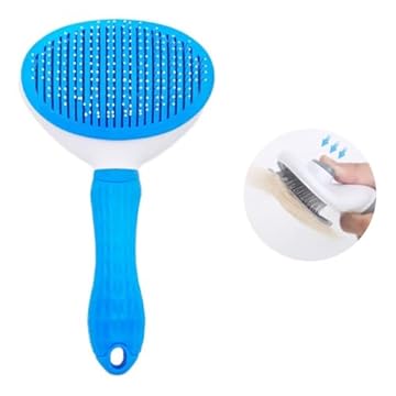 Escova Rasqueadeira Tira Pelos Pet Cães e Gatos (Azul)