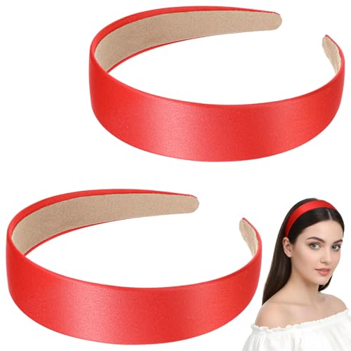 Elegaperma Lot de 2 serre-tête en velours rouge pour femme et fille - Serre-tête mignon rouge - Avec design large - À porter en vacances ou au quotidien