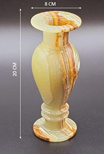 Apexglobal Carved Marble Vase. Handcrafted Grey/Green Table Flower Vase. 20 Cm X 8 Cm. Unique Gift Idea. Home Décor #TOP3