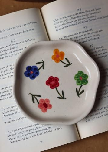 Image of WEAVING HOMES Floral Blossom Handmade Dessert Plate, Size: 11 cm Microwave & Dishwahsher Safe (Set of 1)
