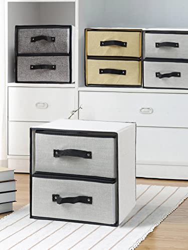 Linen-Closet-Organizer-and-Storage-Fabric-Storage-Drawer-Organizer-with-2-Drawers-for-Underwear-Sock-Bra-Small-Items-Light-Gray