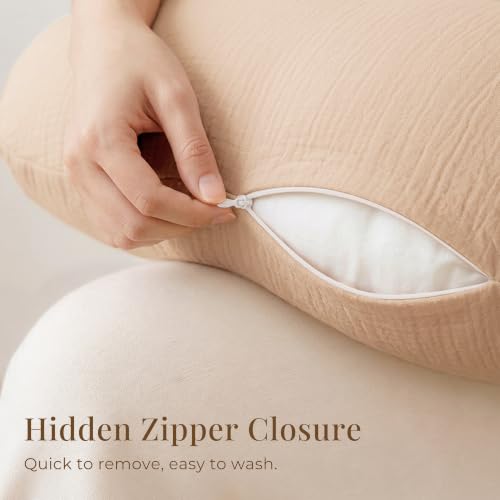 Image of Konssy 2-Pack Muslin Nursing Pillow Covers, Sun Soft Slipcover for Baby