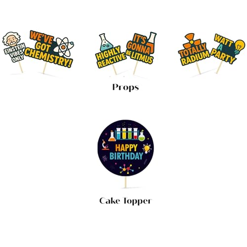 Image of Just Party Science Theme Party Decoration - 99 pcs Happy Birthday Decoration Kit for Kids | Science Theme Birthday Decoration Items for Boys & Girls|Includes Balloons, Cake Topper, Props,Theme Banners