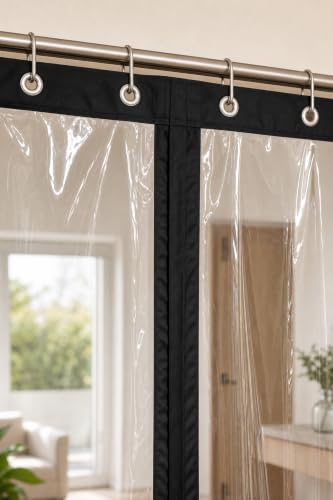 Image of CASA-NEST Magnetic PVC AC Curtain for Home & Office, 8 Feet Door Curtain Self-Closing, Dust, Insect & AC Cooling Protection,Transparent Heavy Duty Partition Curtain, PVC Thickness 0.30MM