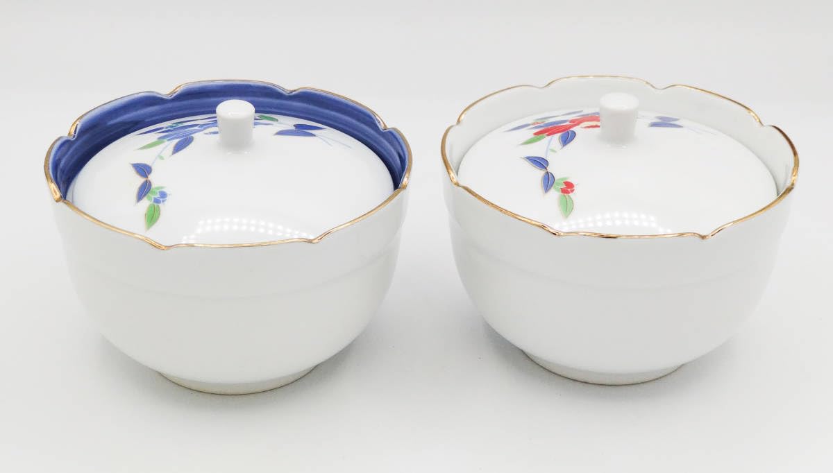 Amazon.co.jp: 品錦松梅 旭翁創製 西峰庵作 花柄 蓋付き陶器2個セット