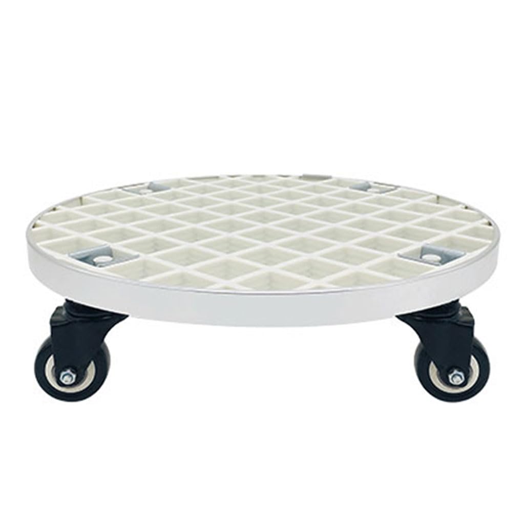 HPTHLY Heavy Duty Plant Caddy With Lockable Wheels 440Lbs Capacity Round Pot Trolley For Large Indoor/Outdoor Planters 10In Base Plant Stand Dolly (White 29Cm/11In)