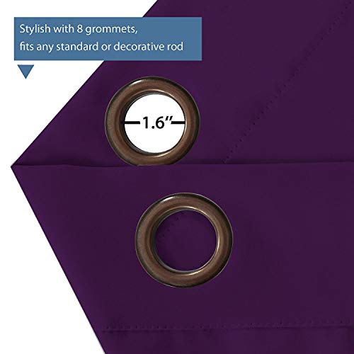 Blackout Curtain Panels Thermal Insualted Solid Ring Top Blackout Window Drapes Tripe Woven Textured Soft Curtain Panels For Living Room Window Treatment Drapes, 2 Panels, 52" W X 96" L, Purple #TOP3
