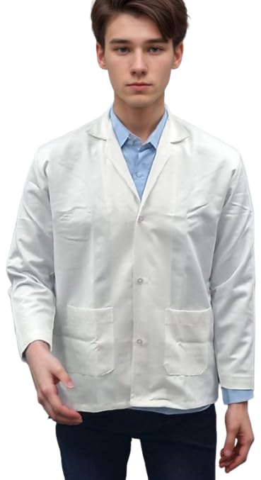 hickory Doctor's and Student Coat/Lab Coat/Medical Coat Apron Long Sleeve with 3 Pocket (IN, Numeric, 34, Regular, Big, White)-picture-22