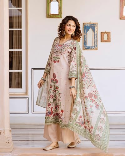 Image of KLOSIA Women's Printed Straight Kurta and Pant with Dupatta Set