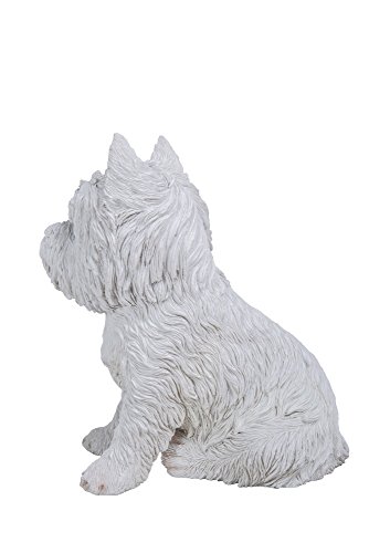 Estatua de perro terrier sentado blanca miniatura 4