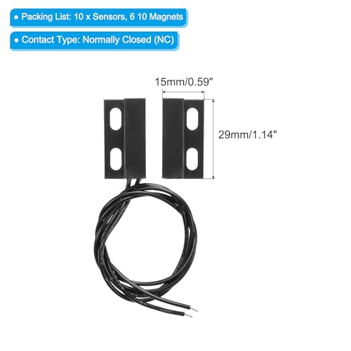 PATIKIL Magnetic Reed Switch, 10 Pack NC Wired Surface-Mounted Magnetic Contact Switch for Door Window Black - Image 2