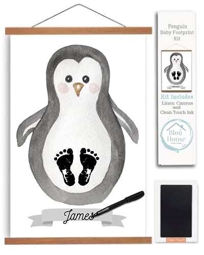 Penguin Baby Footprint Kit Canvas - Memorialize Baby Foot Prints ...